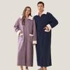 Men's Plush Bathrobe Zipper Up Long Housecoat Winter Warm SPA Fleece Duster Robe with Pocket Flannel Full Length Loose Fit Nightgown Sleepwear for Men