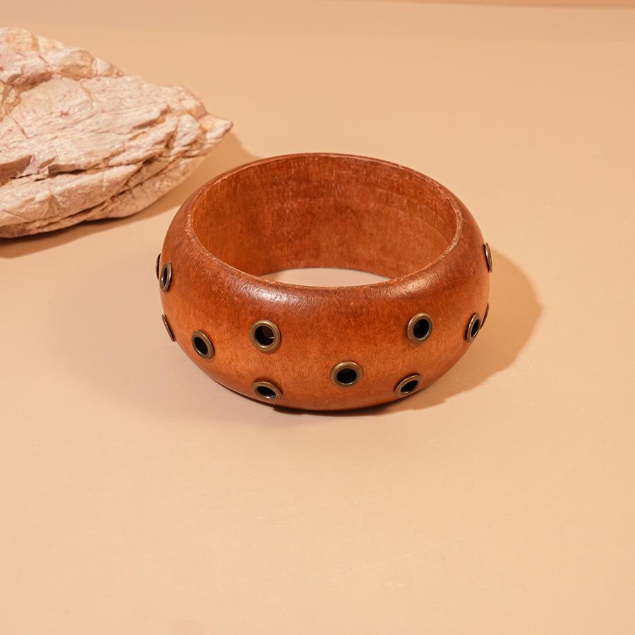 New Chinese wood rivet geometric texture bracelet simple niche personalized bracelet jewelry