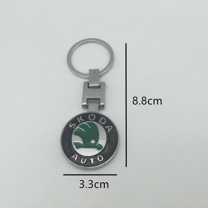 AAFO1 1pcs Metal+Leather for skoda Car Key Cover Case Wallet Emblem Keychain key chain Keyring bag badge Decal styling Accessories