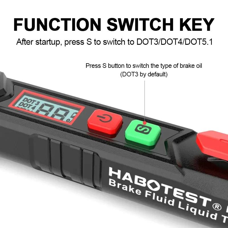HT662 Brake Fluid Liquid Oil Tester with Sound and Light Alarm Analyzer Meter for DOT3/DOT4/DOT5.1 Brake Fluid Content Detector