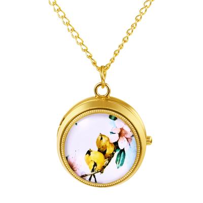 Antique Bird Pocket Watch with Analog Display and Waterproof Gold Pendant Necklace Chain Perfect for and Day Design - Birthdays, Anniversaries,