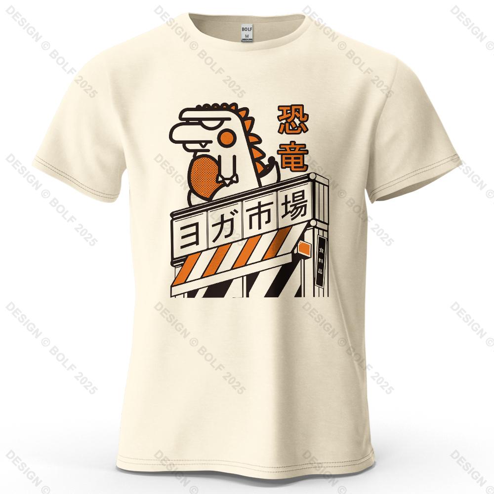 

Dinosaur Market Printed Men s T-Shirt 100% Cotton Oversized Cartoonish Urban Graphic Tees for Women Tops Tees Casual Streetwear 4XL