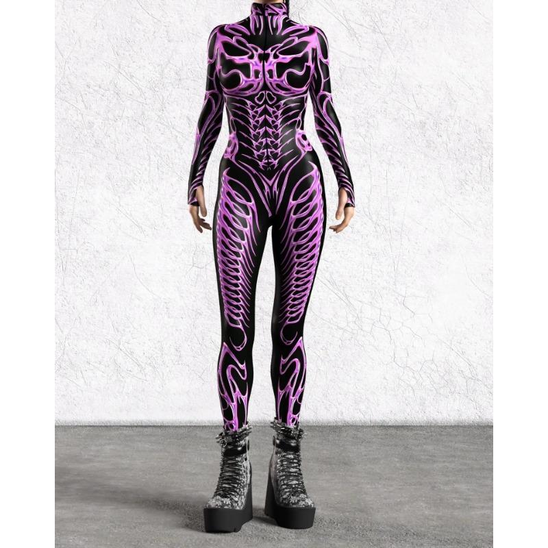 New Adult Art Irregular Line Jumpsuit Halloween Muscle Cosplay Zentai Suit Carnival Party Punk Sexy Bodysuit Aerial Yoga Catsuit