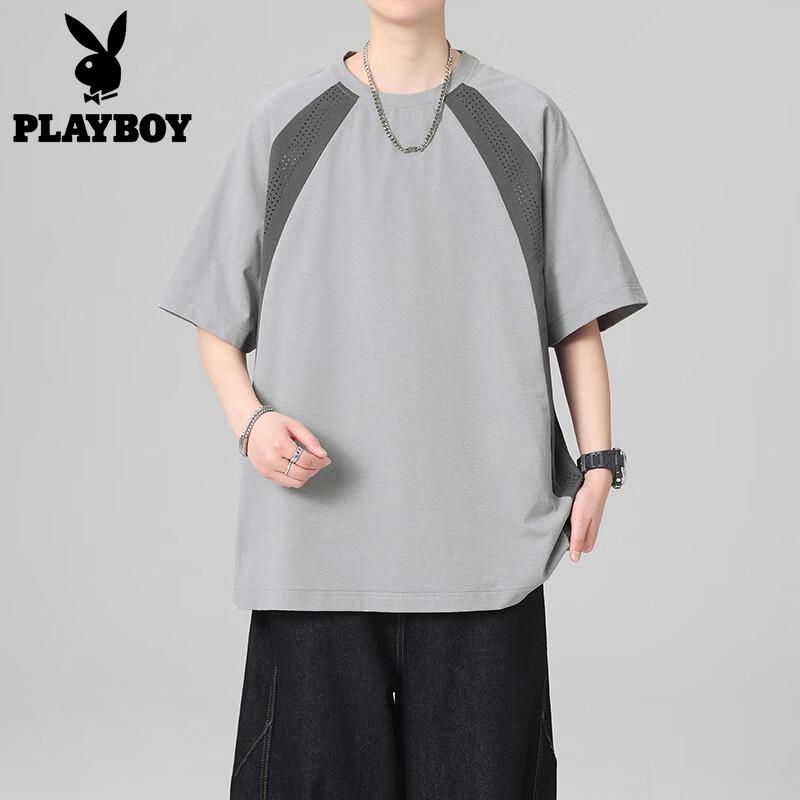 PLAYBOY Men s Colorblock Quick-Dry Short Sleeve T-Shirt XL