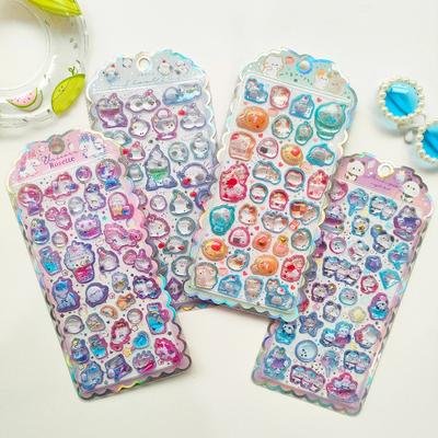 New Kids Reward 3D Relief Stickers - Japanese Cute Cartoon Crystal Gem Diamond Decals for DIY Journal Crafts & Gift Presents