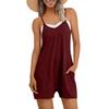 Women's Fashion Casual Jumpsuit Adjustable Suspenders Solid Color Jumpsuit With Pockets