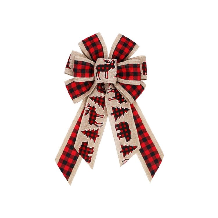 Christmas Tree Topper Large Burlap Gift Bow for Xmas Crafts 15 x 9 Inches