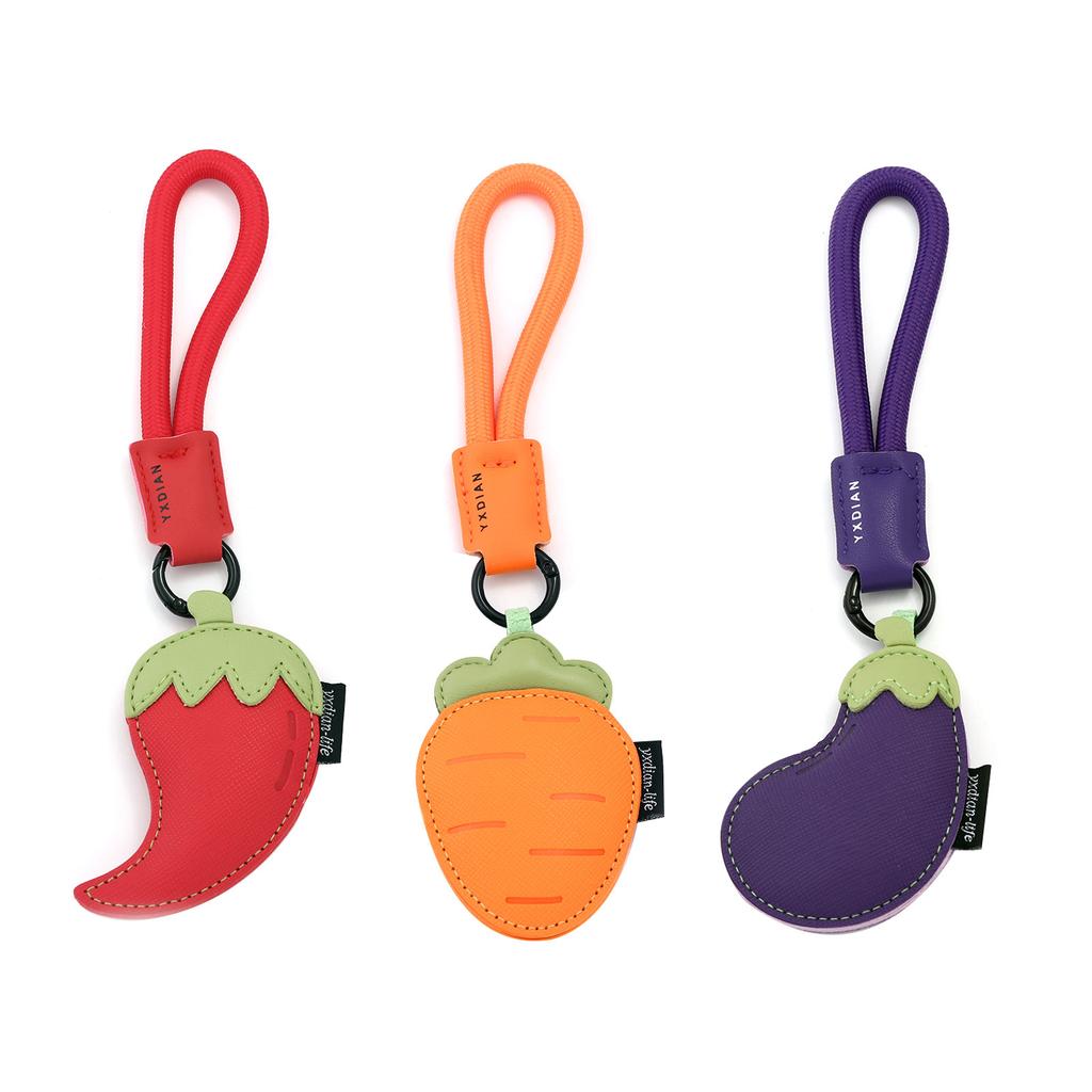Creative Cartoon Vegetable Bag Pendant PU Leather Chili Pepper Carrot Eggplant Bag Charm for Men Women Decoration Gift Bag Charm