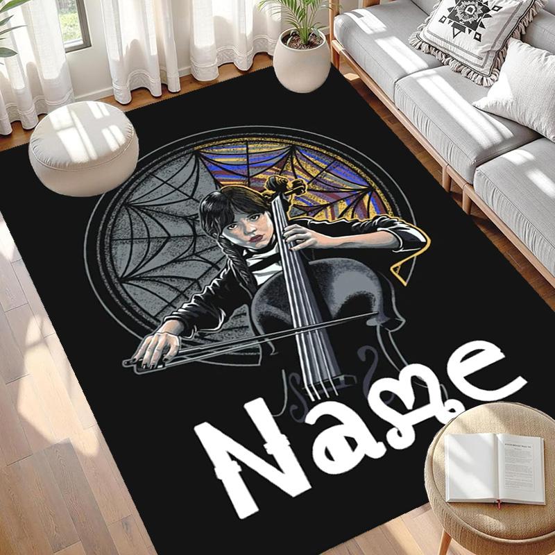 Custom Name Personalized Wednesday Print Carpet, Versatile Home Decor Rug, for Playroom, Apartment, Balcony, Entryway, Hallway Gift
