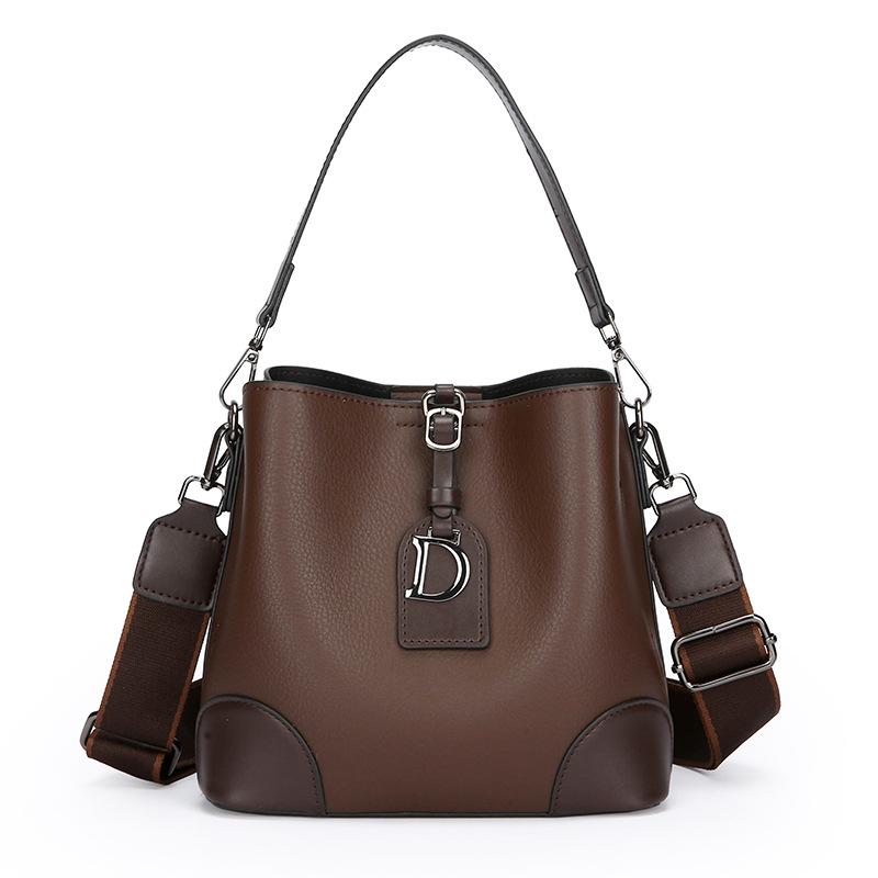 

Women s bag new simple atmosphere women s contrasting color bucket bag large capacity shoulder bag oblique span bag