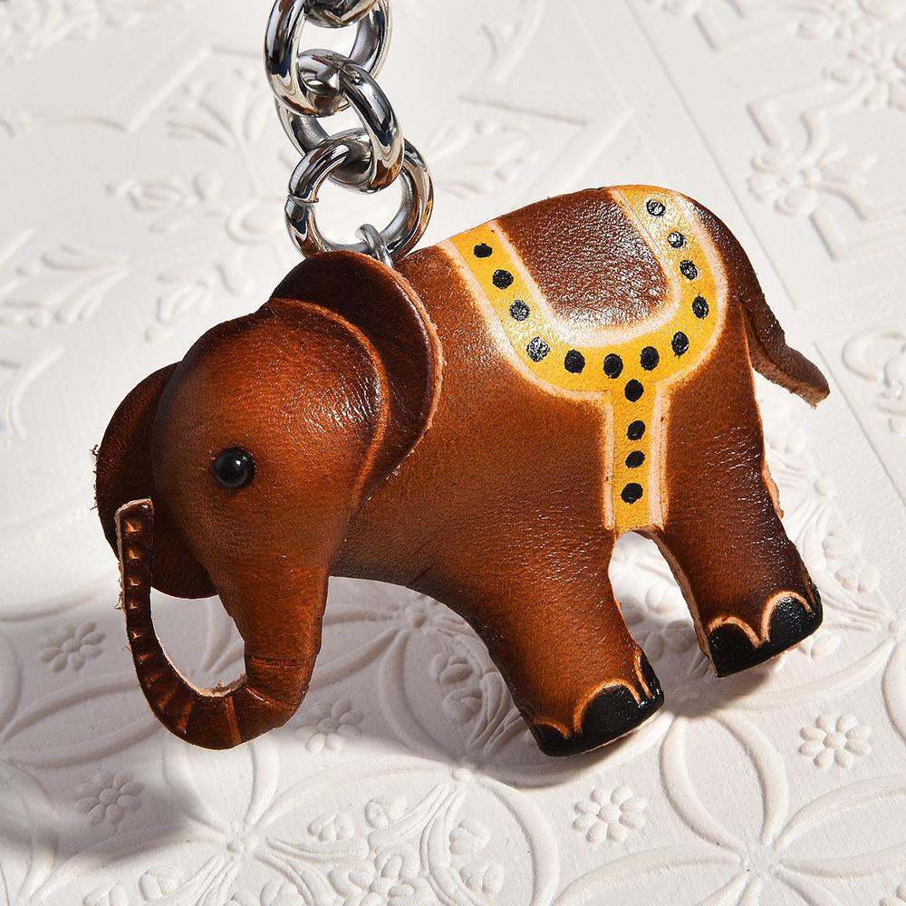 Handgefertigter Leder-Tier-Schlüsselanhänger, Koala Elefant Stil Taschenanhänger, Vintage pflanzlich gegerbte Leder Schmuck Accessoires