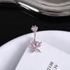 Cute Pink Butterfly Zircon Belly Button Rings Fashion Y2K Style Navel Piercing Jewelry for Girls Dating Wear