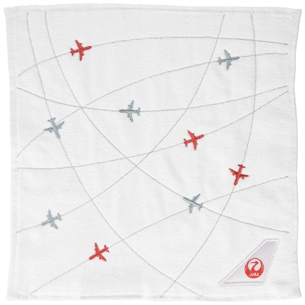 Marushin Hand JAL Japan Flight Fully 6205000400 Towel, Airlines, 25x25cm, Route, 100% Cotton, Embroidered,