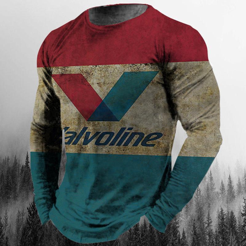 

Мужская футболка в стиле ретро, ​​пальто с длинными рукавами Karstlo, масло для мотоцикла с 3D принтом, супер большая футболка, мужская одежда