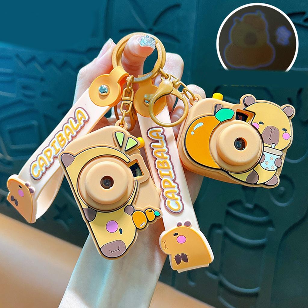 Creative Capybara Camera Keychain Feature Projection Fun Design Multiple Color Bag Hanging Decoration Accessory Gift