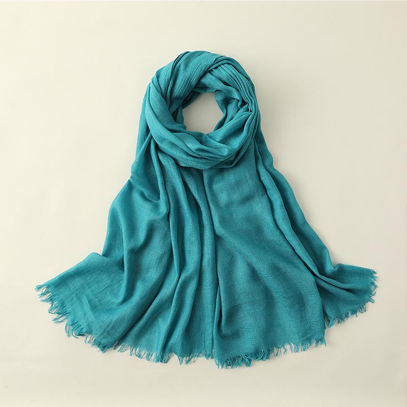 Women's Cotton Linen Artistic Solid Color Silk Scarf, Sun Protection Beach Neck Scarf, Japanese Style Long Gauze Scarf