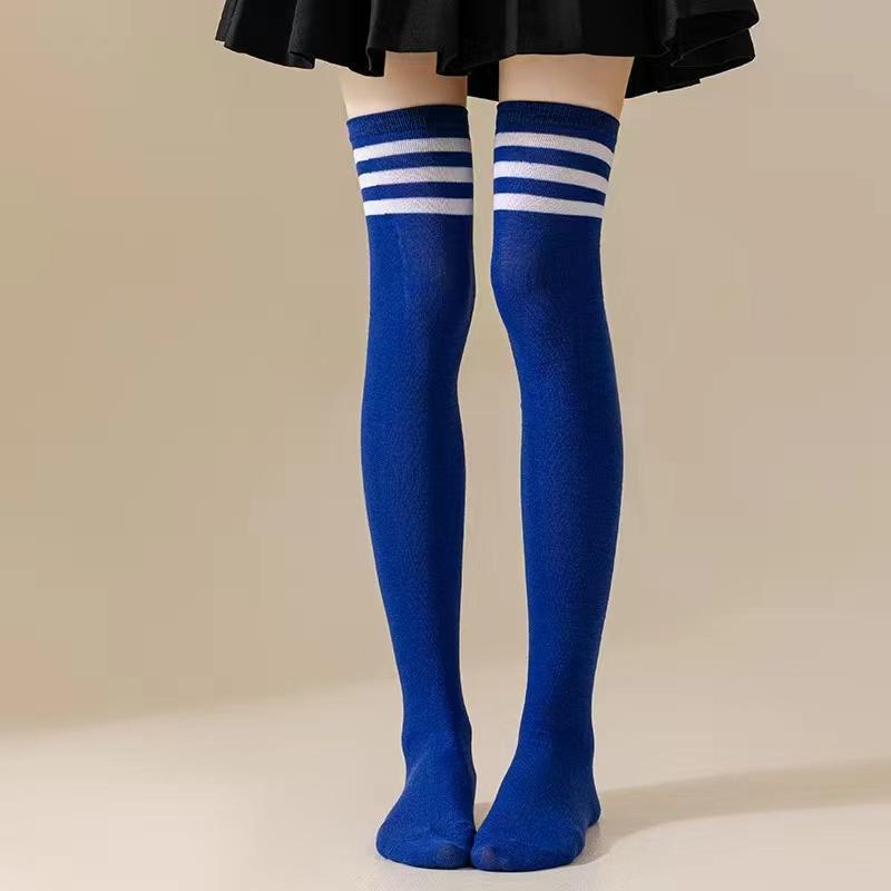 Thigh High Socks For Women Goth Cute Kawaii Striped Over The Knee Socks Cotton Long Tall Knee High Stockings