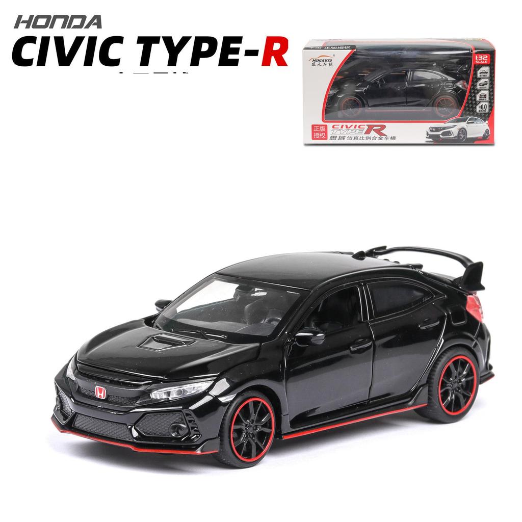 1:32 Scale 2017 Honda Civic Type-R Diecast Model Car Toy with Doors Open Light and Sound for Kids Boys Girls Adults Men Collection