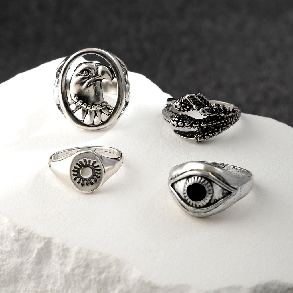 Vintage Distressed Eagle Ring for Men Trendy Fashion Personality Hip Hop Ring Index Finger Ring for Men