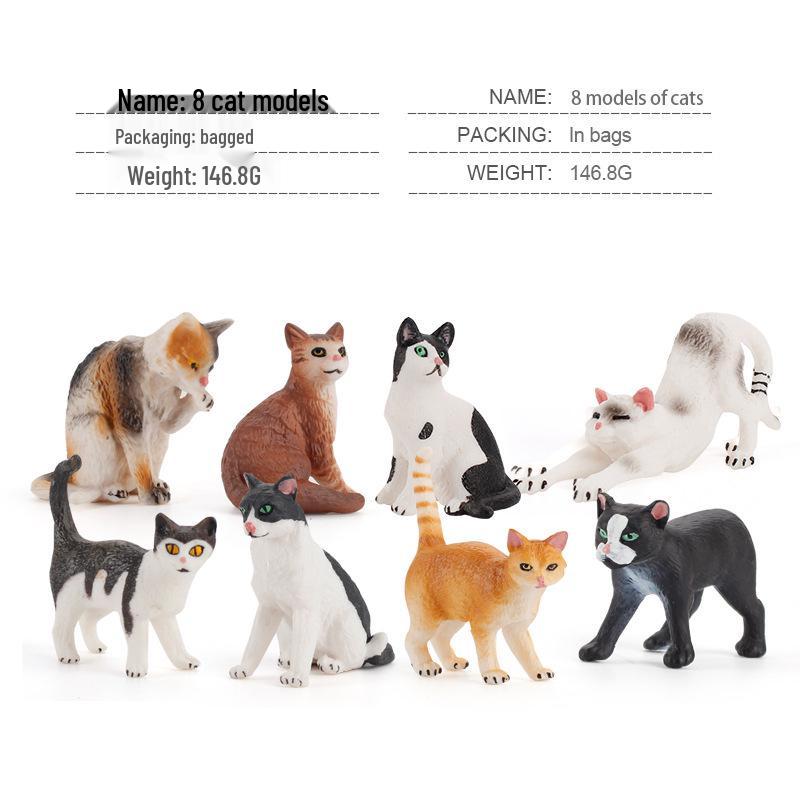 Children's Black and White Kitten Simulation Set - Toy Cat Figurine