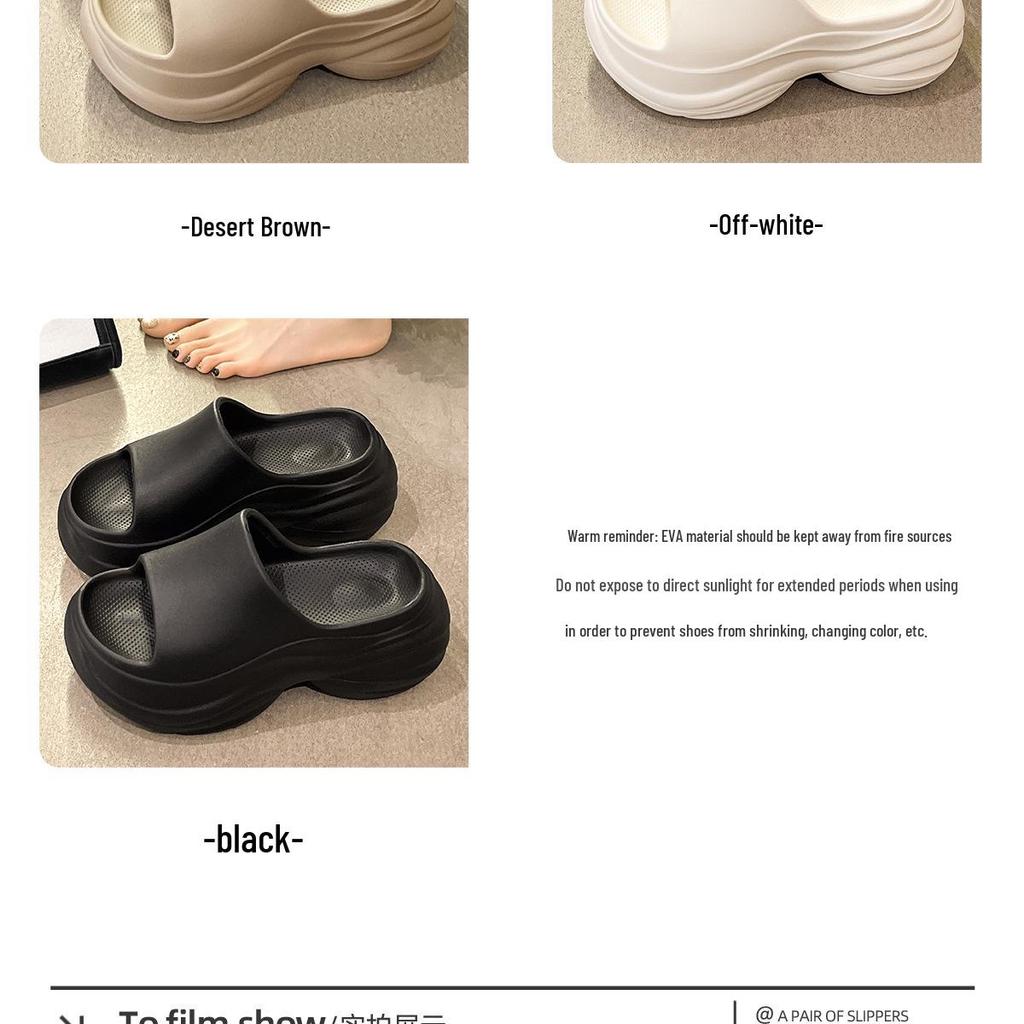 Women's 8cm Height-Boosting EVA Slippers, Thick-Sole for Indoor/Outdoor, Breathable Summer Bathroom Use