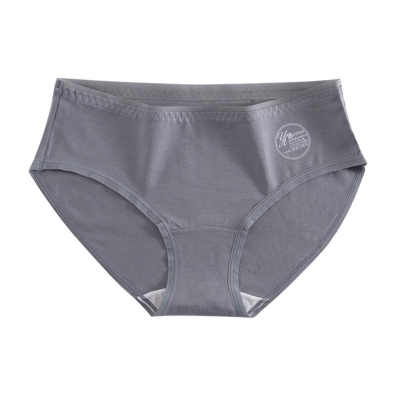 Women Breathable Antibacterial Cotton Crotch Mid Waist Solid Simple Panties