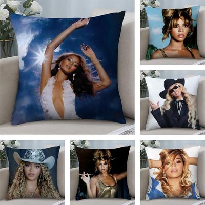 B-Beyonce Singer Cushion Cover Plush Fabric Soft Double-Sided Printed Sofa Warm Winter Home Child Gift Pillow Case