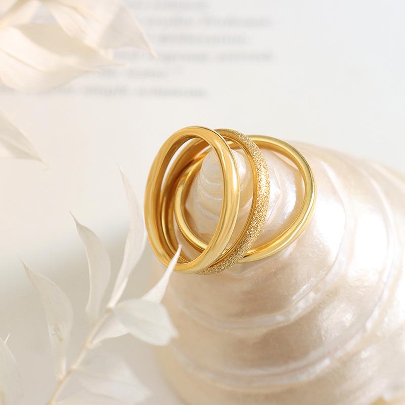 Korean Style Matte Titanium Steel Women's Minimalist Ring Set - Non-Fading, Cold Style Jewelry