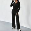 Europe, America, autumn and winter high-end women's sweater fashion wide-leg pants V-neck short knitted cardigan two-piece set