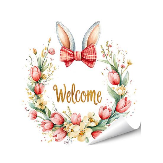 

Spring Flower Wreath Window Cling Tulip/Sunflower/Rose Flower Static PVC Sticker Removable Glass Decals for Home Office Shop A