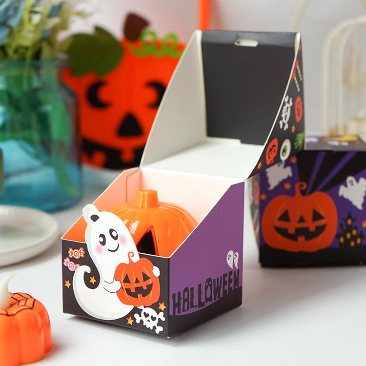 10 buc cutii de ambalare de Halloween, cutii pătrate cu zahăr pentru petrecere, cutii de zahăr tip tartă cu ouă lucrate manual, hârtie de ambalare creativă DIY