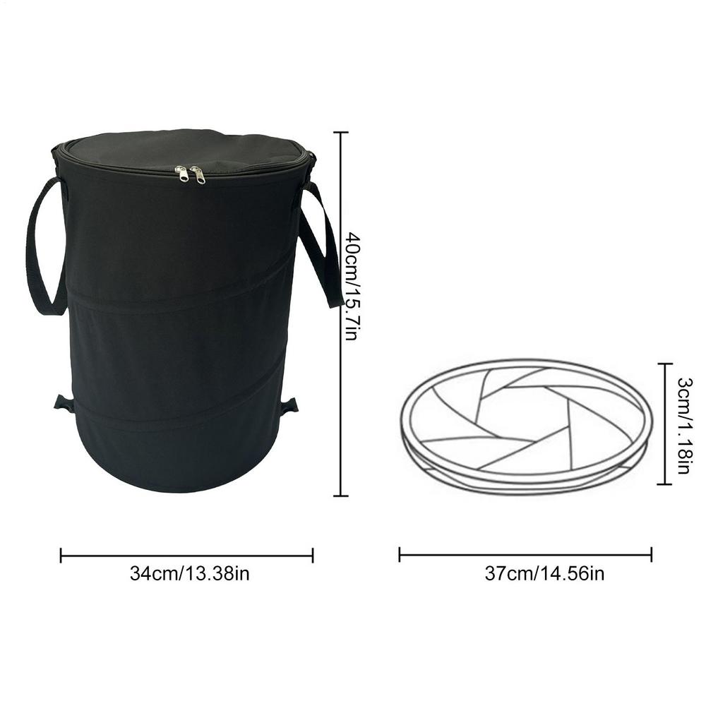 Outdoor Waste Bag Camping Trash Can 37L Portable Collapsibles Garbage Bin Household Large Dirty Clothes Basket Bag with Zipper