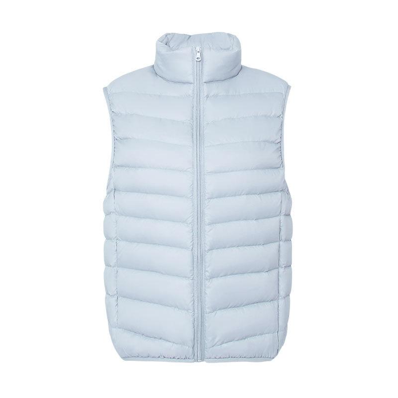 Women's Lightweight Down Vest Stand Collar Zip Up Sleeveless White Duck Down Padded Waistcoat Gilet