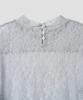 Tudument High Neck Lace Sheer Top Light Gray