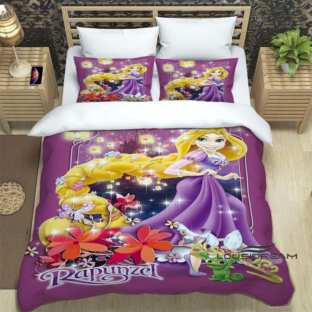 

2026 New 3D printed Tangled cute cartoon (Rapunzel) duvet cover and pillowcase bedding set, suitable for boys and girls bedroo 135x200cm
