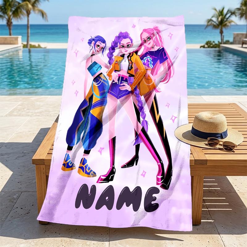 Personalized Name Fantasy Sisters Stylish Digital Printing Beach Towel Quick‑Drying Absorbent Blanket for Beach Pool Gym Travel