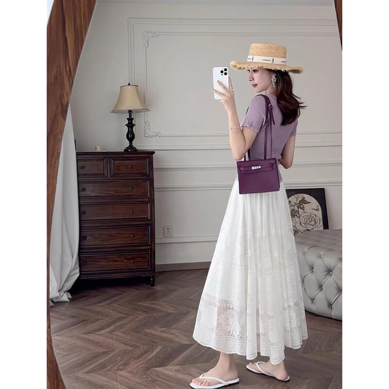 JK&JS Women's Square Collar Slim Fit Short Sleeve Knit Top