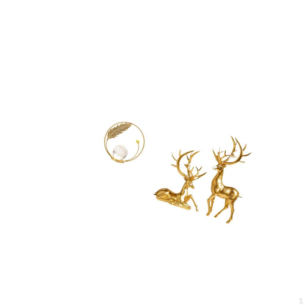 Crystal Deer Ball Sculpture Metal Resin Figurine Desk Indoor Ornament Statue Stand for Hallway