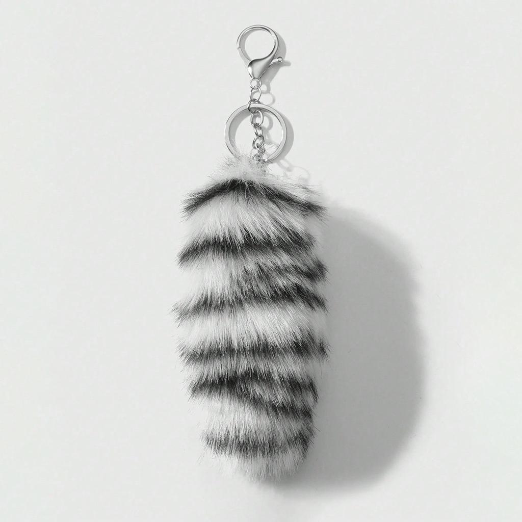 Fox Tail Keychain Irregular Car Keychain Bag Pendant Tail Animal Style Leopard Colored Keychain Cute Plush Keychain For Women