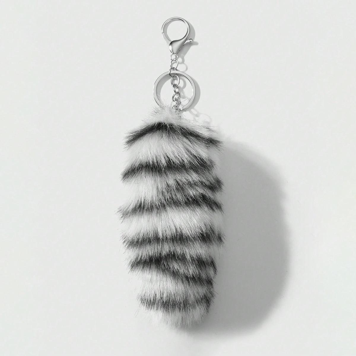 

Fox Tail Keychain Irregular Car Keychain Bag Pendant Tail Animal Style Leopard Colored Keychain Cute Plush Keychain For Women