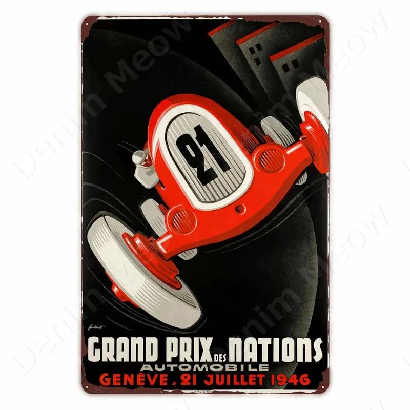 Monaco Grand Prix Vintage Metal Sign, Car Racing Tin Plaque, Motorcycle Retro Poster For Bar, Man Cave, Home, Autos Wall Decor