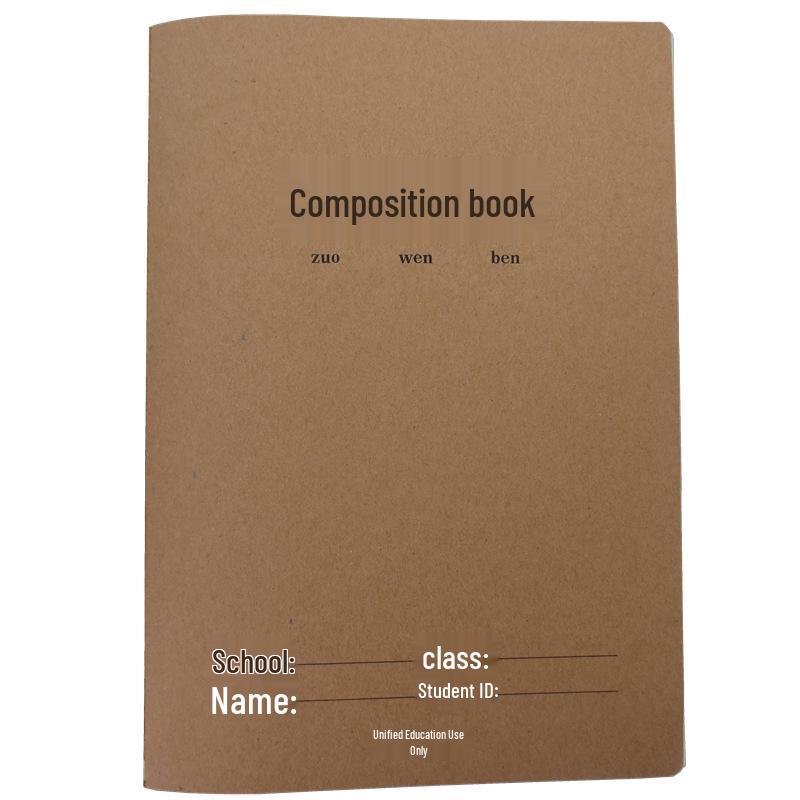 Large 16K Kraft Paper Composition Notebook for Students, Language Arts, 400-Word Grid.