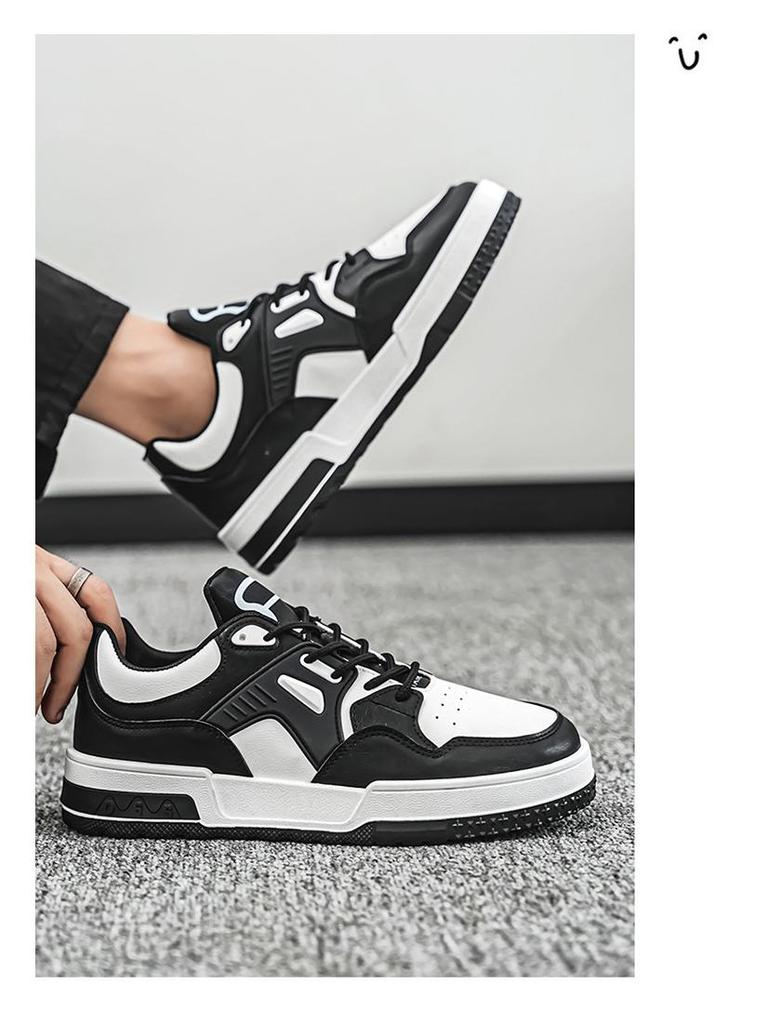 Men's Trendy Autumn White Sneakers - Breathable, Versatile Thick Sole Low Top Casual Skate Shoes