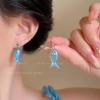 Dopamine Color Circle Earrings Women's Summer Personality Sweet Versatile Silver Needle Earrings Fashion Design Contrasting Color Earrings