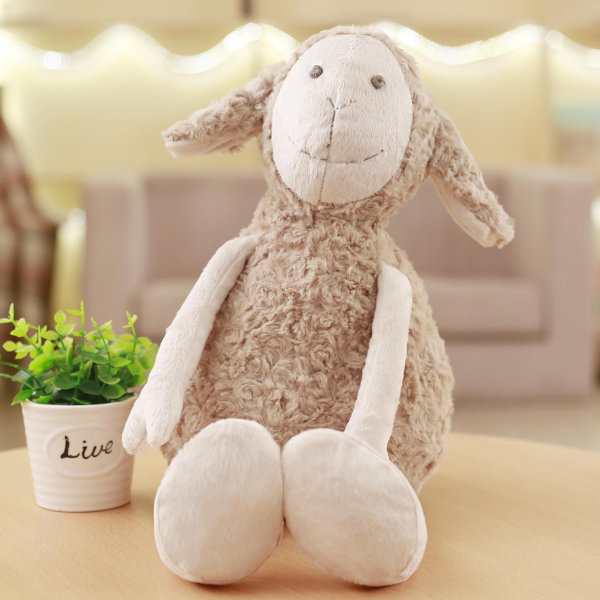 Adorable Long-Legged Curly Plush Sheep Doll - Soft and Cute Cartoon Toy Small