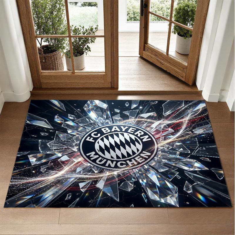 Bayern Munich Design Crystal Velvet Rug Soft Decorative Mat for Bedroom Entrance