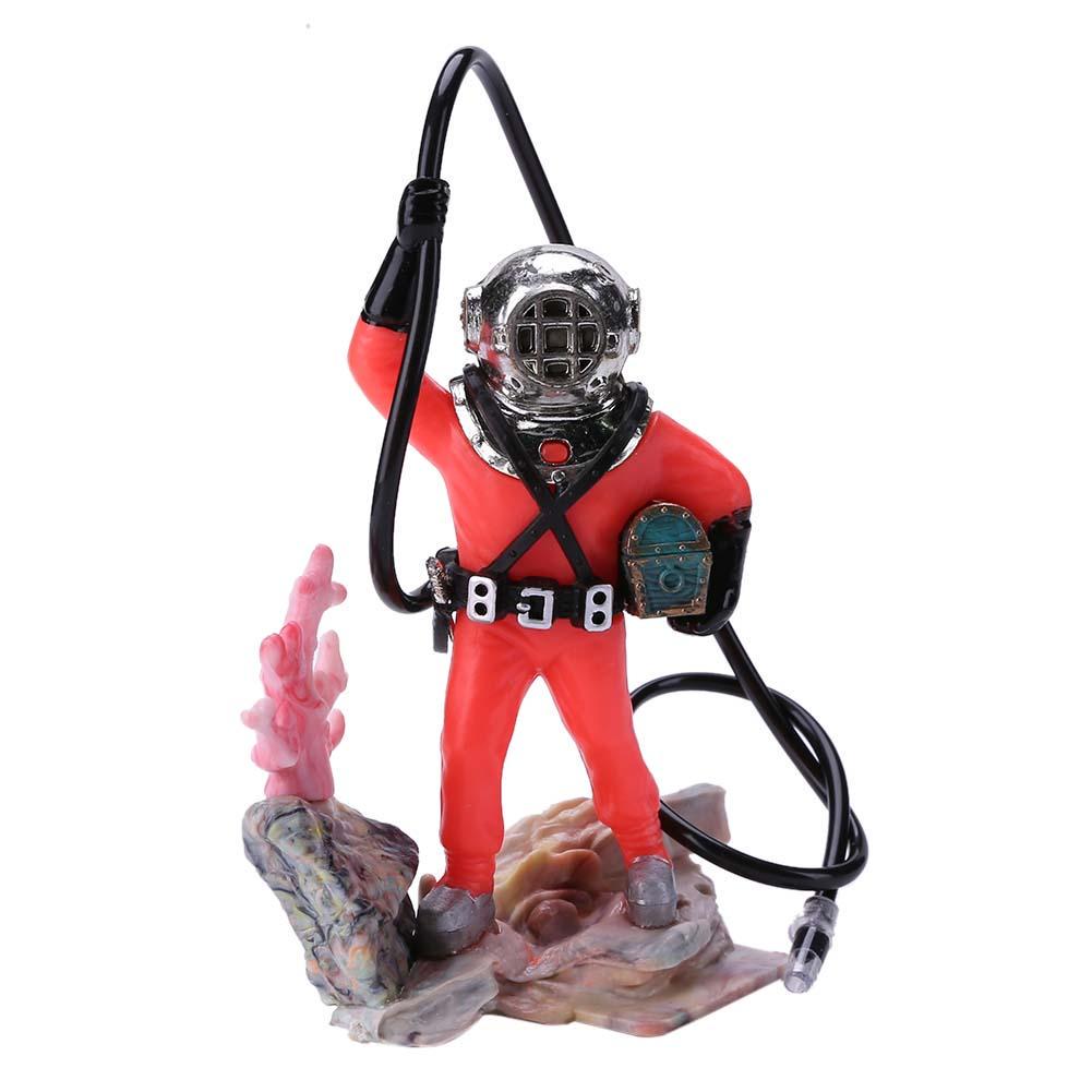 Treasure Chest Hunter Diver Action Figure Fish Tank Ornament Air Bubbler Movement Aquarium Undersea Landscape Decorations