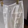 Summer Thin Linen Wide Leg Pants Women's High Waist Drape Premium Casual Cotton Linen White Straight Pants