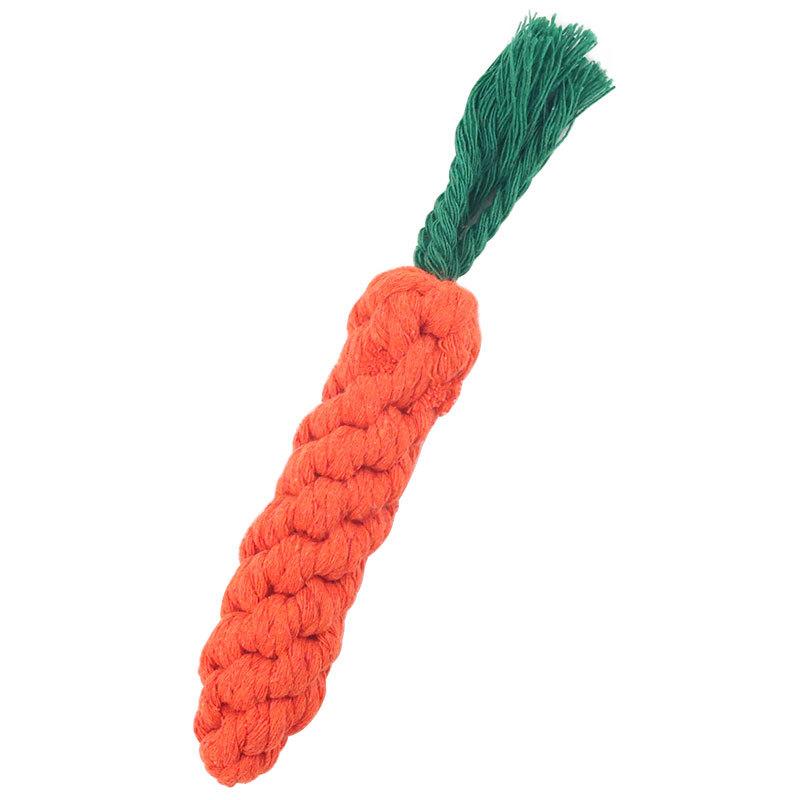 Carrot Shaped Dog Bite Rope Toy Durable Braided Cotton Rope Chew Toy Resistant Puppy Molar Teeth Cleaning Pet Supplies