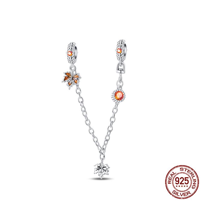 Original 100% 925 Silver Star Moon Safety Chain Fit 925 Original Bracelet & 3mm Bracelet DIY Jewelry Making Women Gift